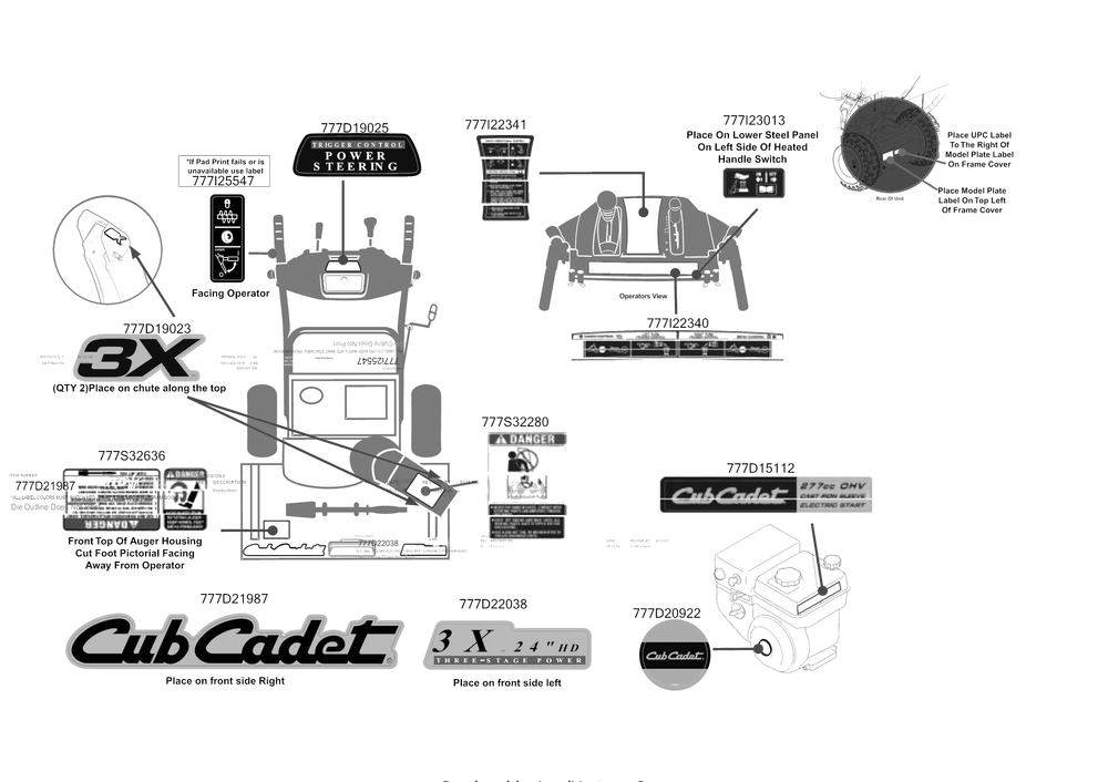 Label Map Diagram and Parts List for 3X24-INCHHD (31BH54SK710)(2016) Cub Cadet Snow Blower